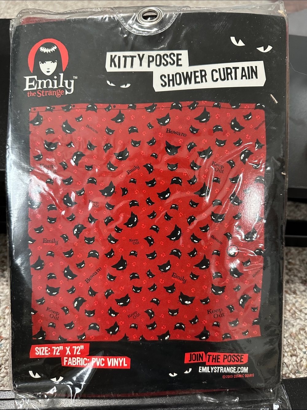 Emily the Strange Kitty Posse Red Shower Curtain